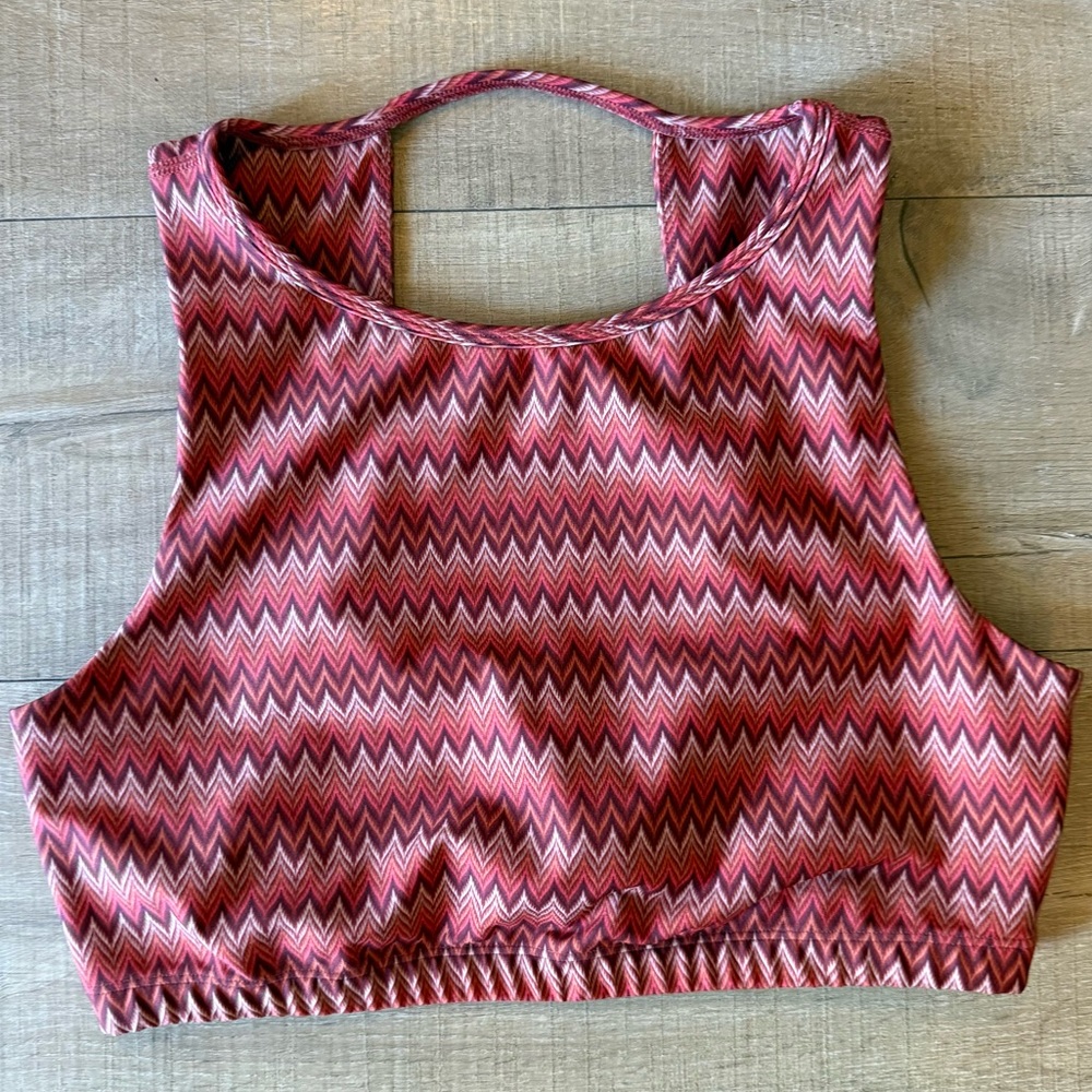 Beyond Yoga Chevron Cropped open back bra Paprika orange XL athletic workout